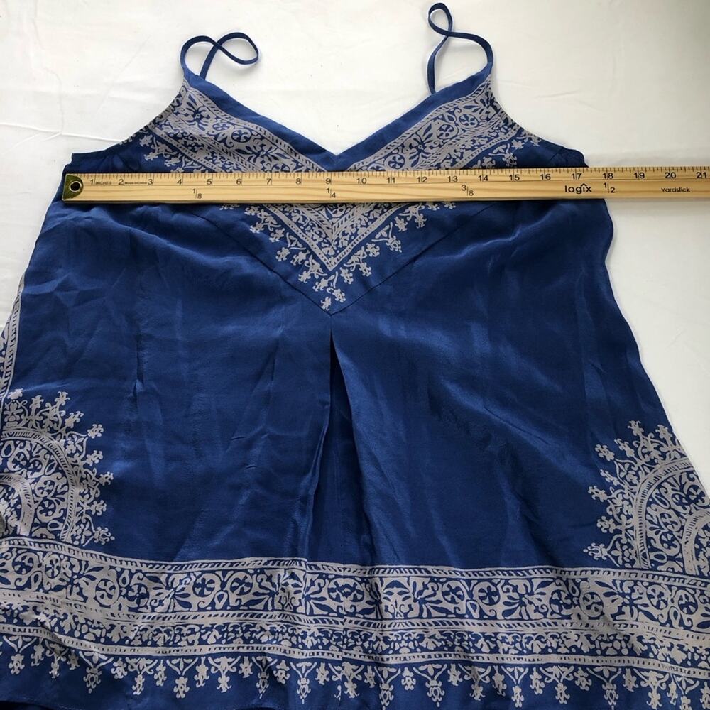 Anthropologie blue moonset asymmetrical handkerchief v neck tank top silk sz 4 - Picture 6 of 11